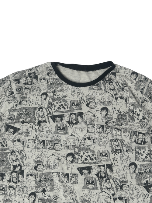 black-and-white all-over comic strip print t-shirt